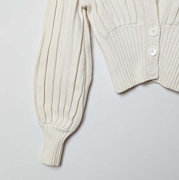 ARITZIA WILFRED Plunge Front Cardigan Merino Wool Sweater Oak White XXS - Picture 11 of 14